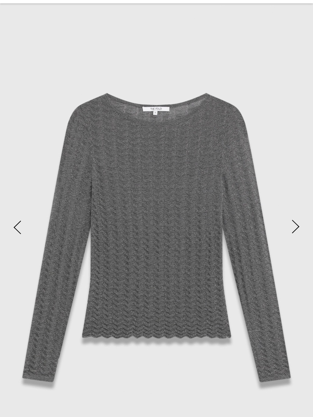 Metallic Grey Chevron Ribbed Long-Sleeve  knit Top